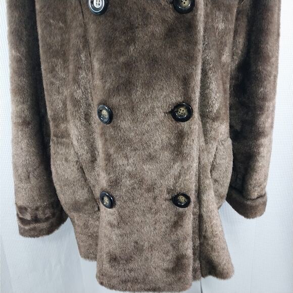 JONES NEW YORK! OMBRE TAUPE BROWN LUXURIOUS FAUX MINK FUR COAT, JACKET! SZ M - Picture 5 of 10